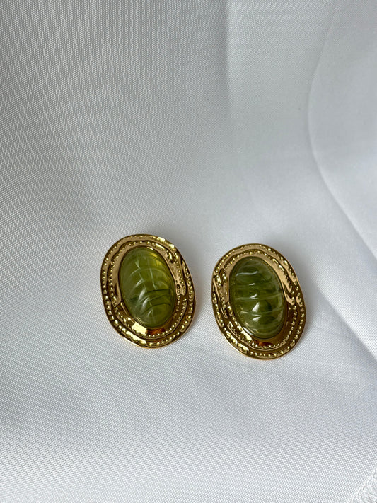 Boucles d'Oreilles Puces Cabochon Ovale - Boucles Romana