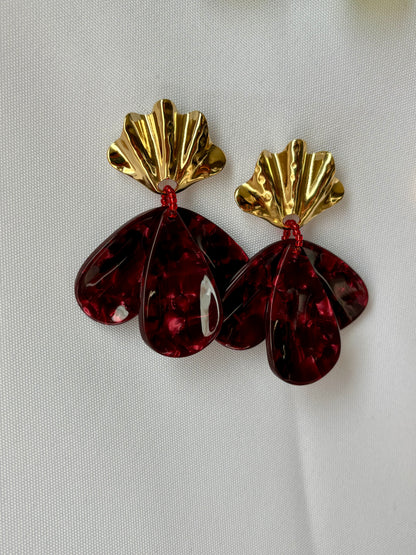 Boucles d'Oreilles Pendantes Coquillage & Fleur Résine - Boucles Solène