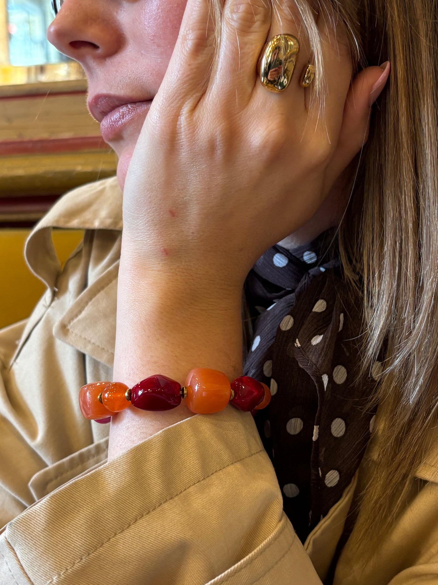 Bracelet Élastique Perles Résine Acétate Colorées - Bracelet Rio